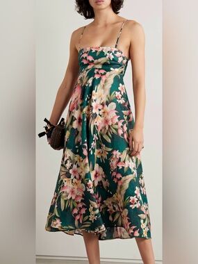 natura ruched midi dress zimmermann Zimmermann Natura ruched linen and silk midi dress Zimmermann